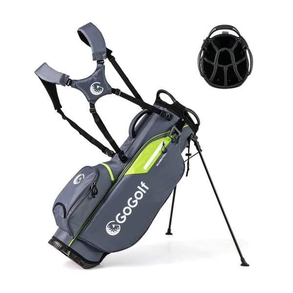 Golf Stand Bag, 8-vejs rumdeler, 5 lommer, grå
