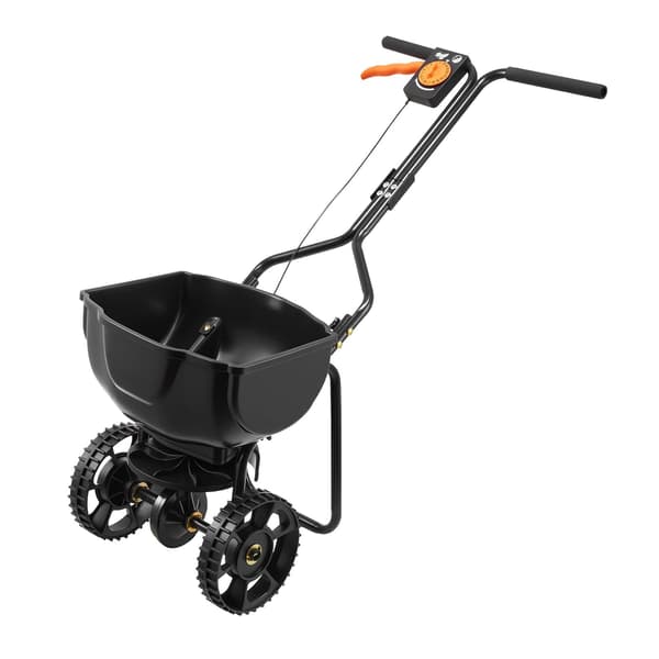 Spridare med tryckfunktion, 15 lb behållare, 10 tums däck