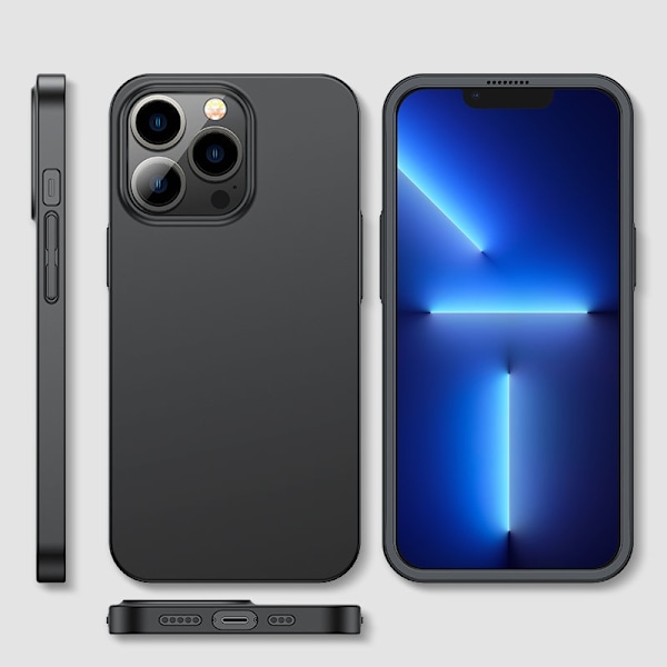 Cover til iPhone 13 Pro Max, bag- og frontcover + hærdet glas, sort