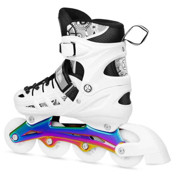 Inline/skridskor, 4-i-1, vit LED, storlek L (39-42)