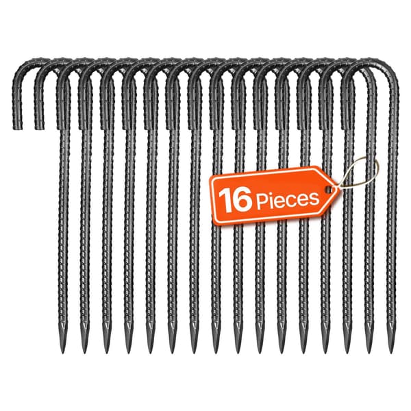 Armeringspinnar, 12-tums J-krok, 16-pack galvaniserade