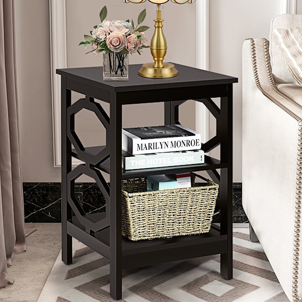3 plan sengebord OO-formet sidebord med stabil struktur 40 x 40 x 61 cm brun