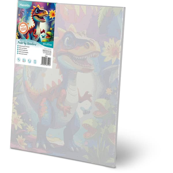 Malesæt efter tal – 40x50 cm lærred med dinosaur-design