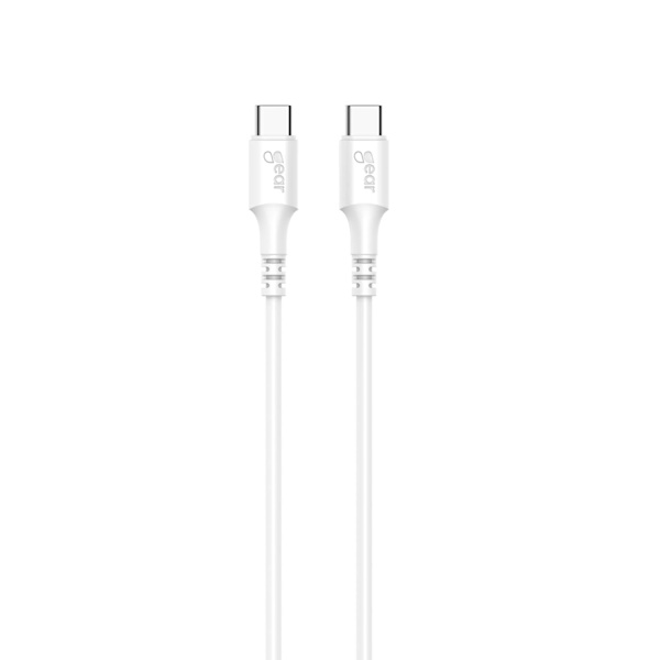 GEAR Latauskaapeli USB-C - USB-C 2.0 3m valkoinen pyöreä kaapeli