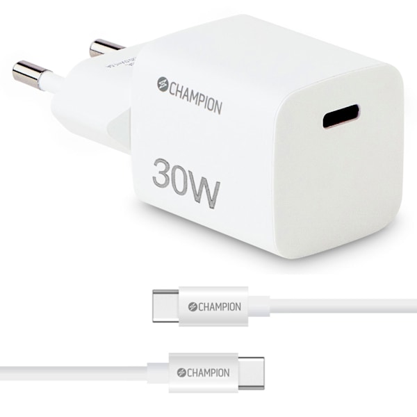 Oplader 30W + USB-C Kabel Hvid