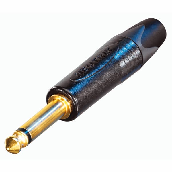 2-benet 1/4" professionelt jackstik, guldkontakter, sort hus