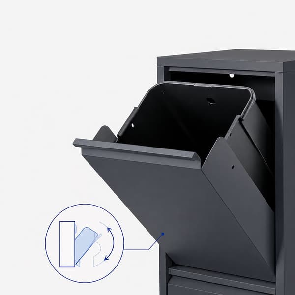 Avfallssorteringskärl 3 x 18 l med tippfunktion, antracit, väggmonterbar