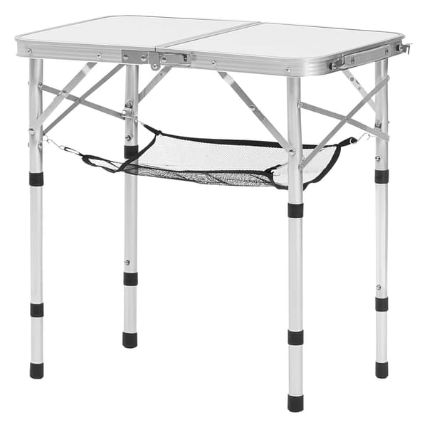 Hopfällbart campingbord, justerbar höjd, 61x40 cm, silver
