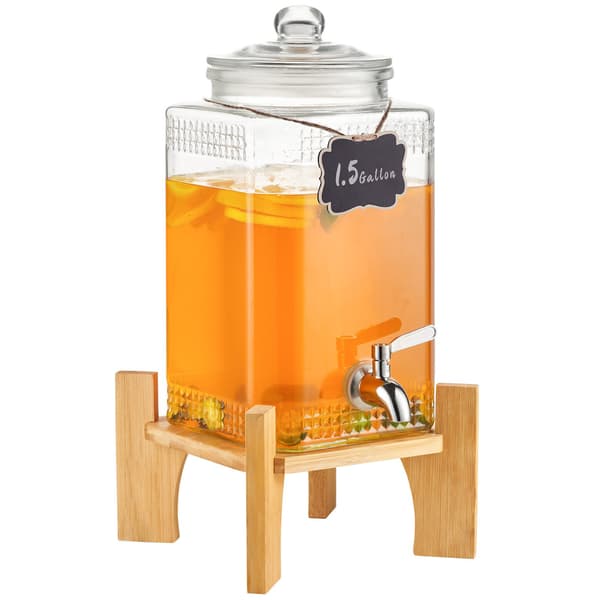 Glas drikkevaredispenser 1,5 gallon med stativ, tap