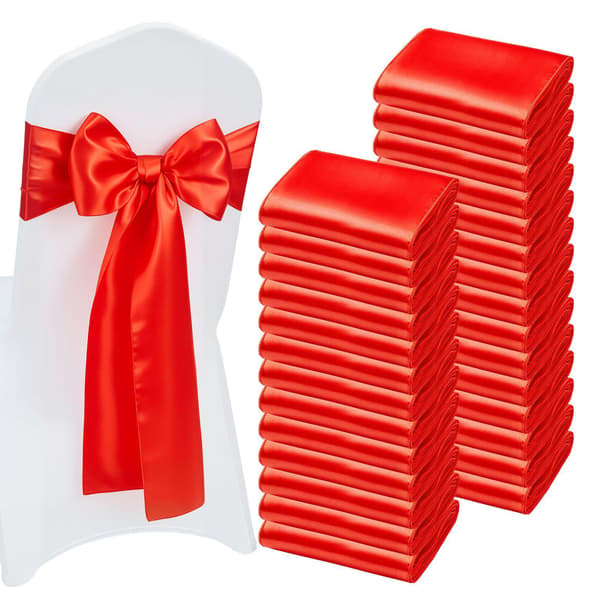 Satinstolsbågar, 100-pack, 18 x 273 cm, röda