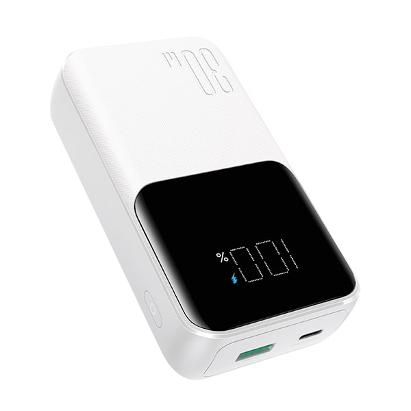 Minivirtalähde 10000mAh sisäänrakennetuilla kaapeleilla JR-PBC06 30W valkoinen
