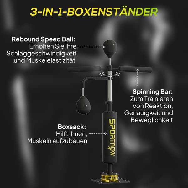Justerbart boksestativ med Speedballs, Kick Pad, Stål