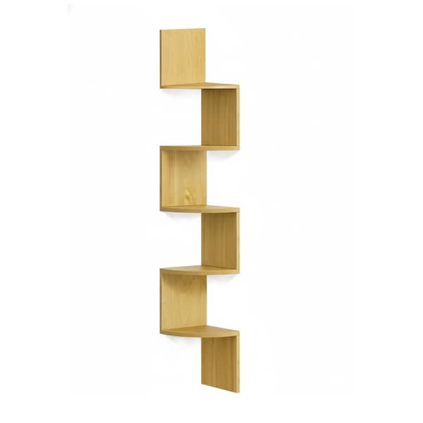 Hjørnevæghylde, 5 niveauer, zigzag-design