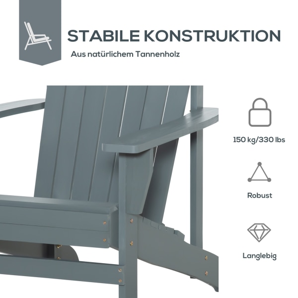 Adirondack Havestol Med Kopholder Havelounger Balkonstol Massivt Træ Mørkegrå 97 X 72,5 X 93 Cm