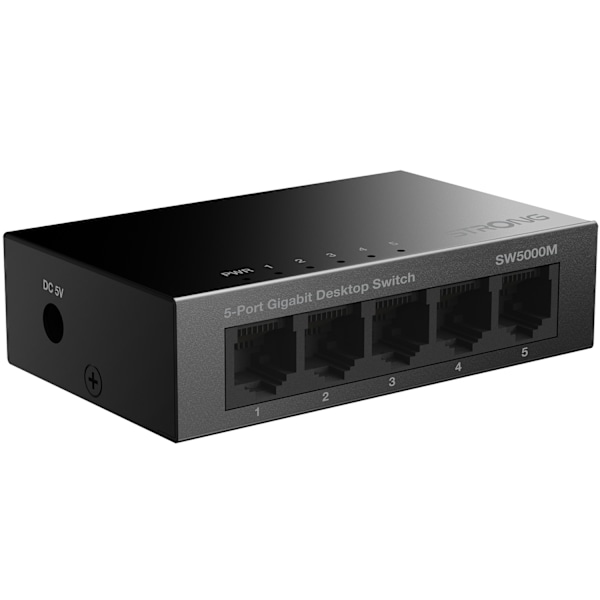 5-porttinen Gigabit-kytkin, metalli musta musta