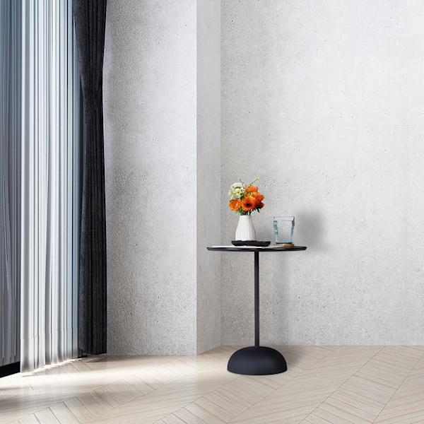 Rundt sidebord i sort