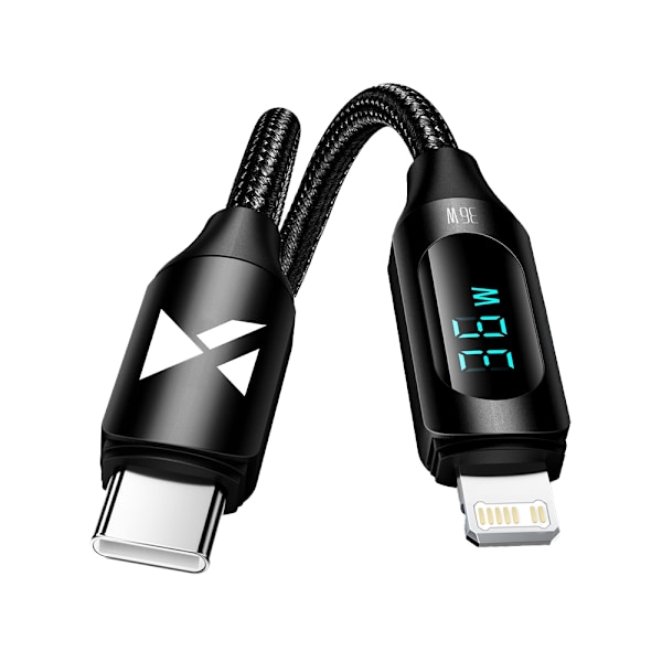 iPhone USB-C - Lightning-kaapeli LED-näytöllä 36W 1m musta