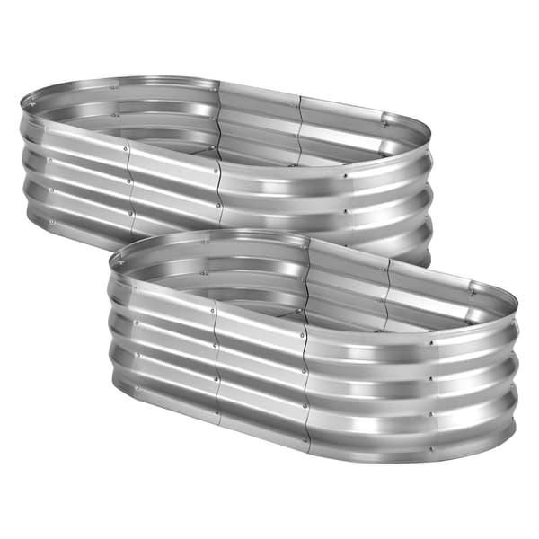 Galvaniserade upphöjda trädgårdsbäddar, 2-pack, 10x6x30 cm ovala