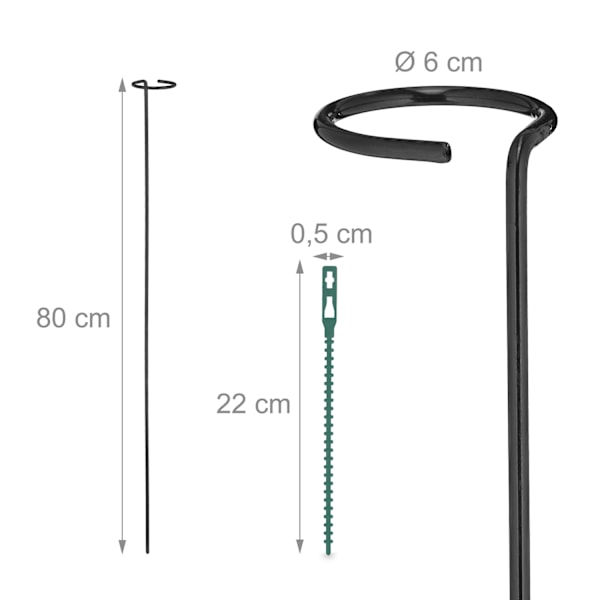 Plantestøtter i metal, 6-pak