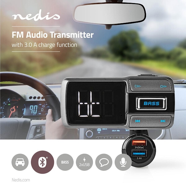 Bil Audio FM-sender | Svanehals | Håndfri opkald | 2.0 " | LED S