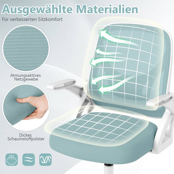 Ergonomisk kontorstol, blå – foldbare armlæn, gyngefunktion