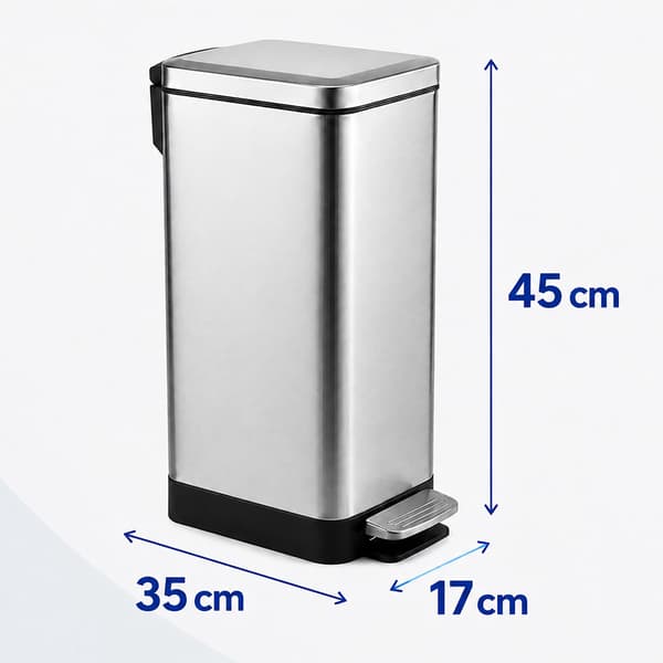 Pedalspand i rustfrit stål, 15 l – softclose, slankt design