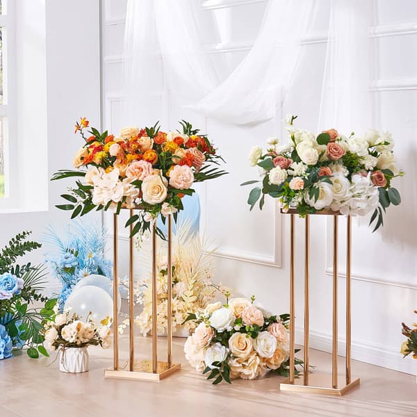 Bröllopsblomstställ, 4-pack guldfärgade järnpelare 31,5 tum
