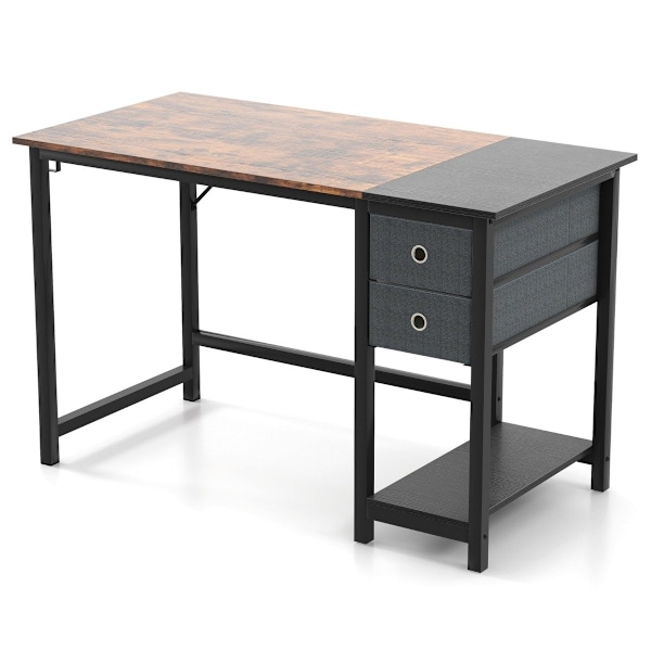 120 cm langt skrivebord med 2 skuffer & hovedtelefonkrog & opbevaringsrum computerbord