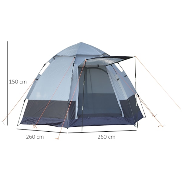 Camping Teltta 3-4 Hengen Teltta Perheteltta Dome Teltta 210T Pu 3000Mm Helppo Asennus Teräs Lasikuitu Harmaa+Musta 240 X 240 X 195 Cm