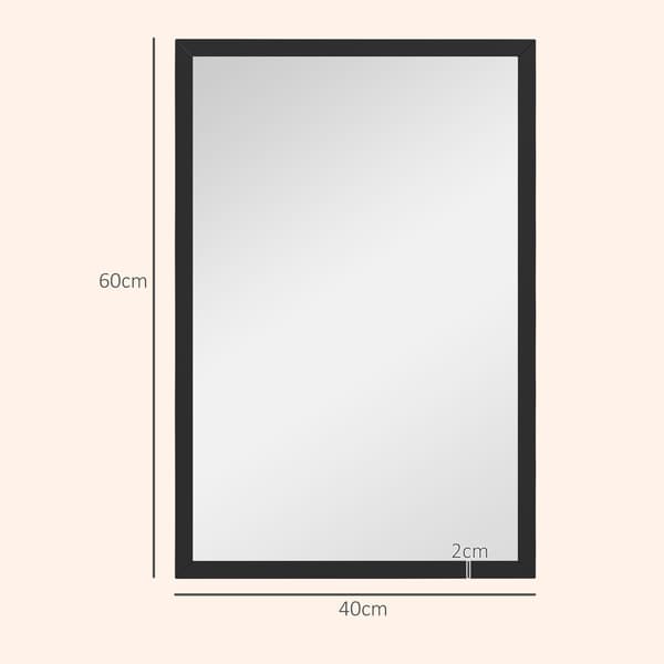 Dekorativt vægspejl, 40 x 60 cm, sort MDF-ramme