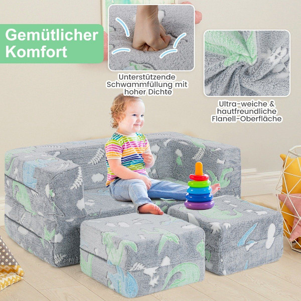 Modulopbygget børnesofa glød i mørket legesofa modulopbygget sofa dinosaur