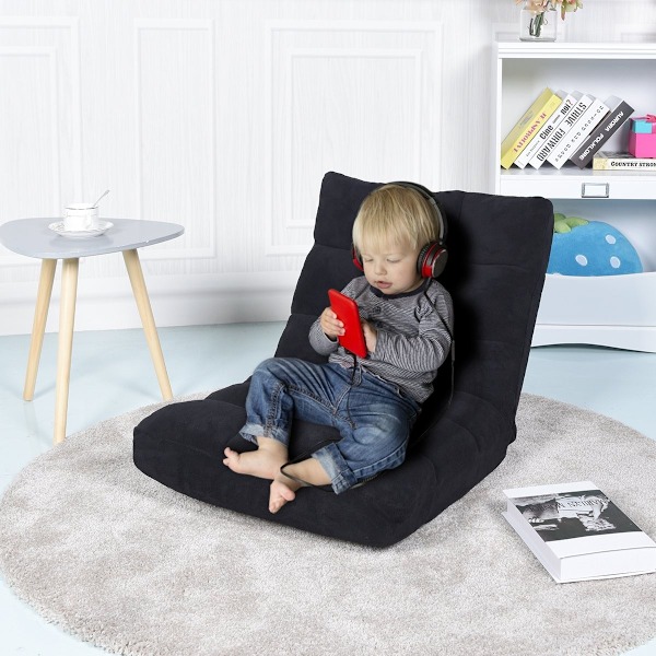 Golvstol Fällbar Lazy Sofa Lazy Tatami Golvkudde Svart/Grå/Kaffesvart
