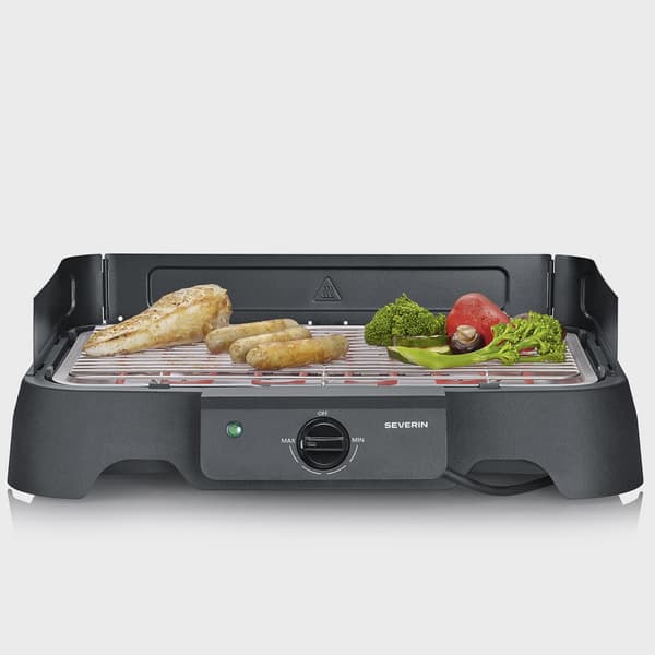 Elektrisk bordsgrill med rostfritt stålgaller
