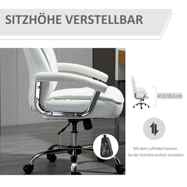 Työtuoli Pöytätuoli Kääntyvä Tuoli Ergonominen Keinutoiminnolla Korkeussäädettävä Timanttikuvio Valkoinen 66X69X121 Cm