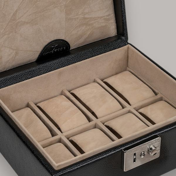 Klockbox – Rymmer 8 klockor, äkta präglat läder
