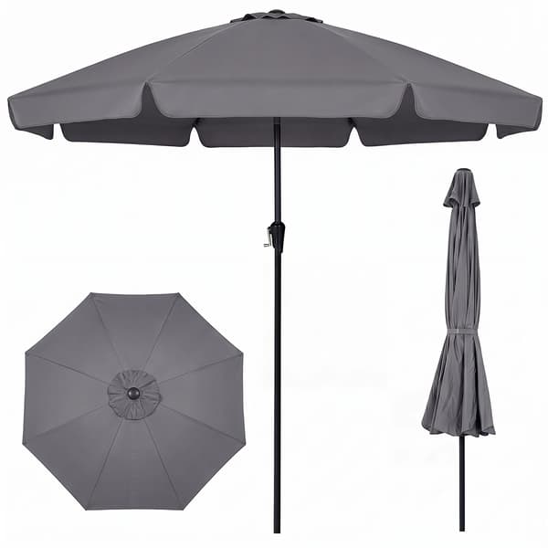 Haveparasol, 286 cm, grå, svingbar og vipbar solskærm