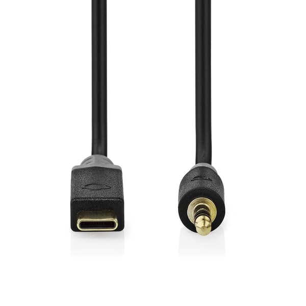 USB-C™ Sovitin | USB 2.0 | USB-C™ Uros | 3.5 mm uros | 1.00 m | Pyöreä | Kullattu | PVC | Musta | Laatikko