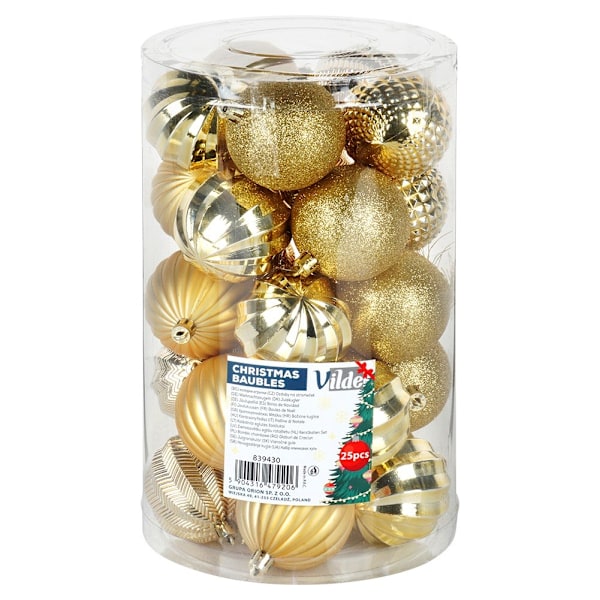 Sprängsäkra julgranskulor guld 6 cm 25 st.
