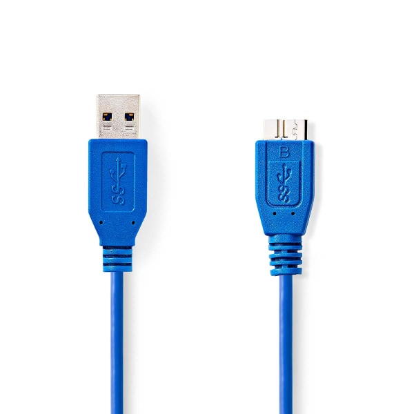USB kaapeli | USB 3.2 Gen 1 | USB-A Uros | USB Micro-B Uros | 5 Gbps | Niklattu | 5.00 m | Pyöreä | PVC | Sininen | Muovipussi