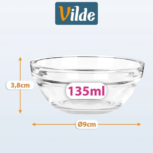 Glassåsskålset, 135 ml, 6 delar, 9 cm
