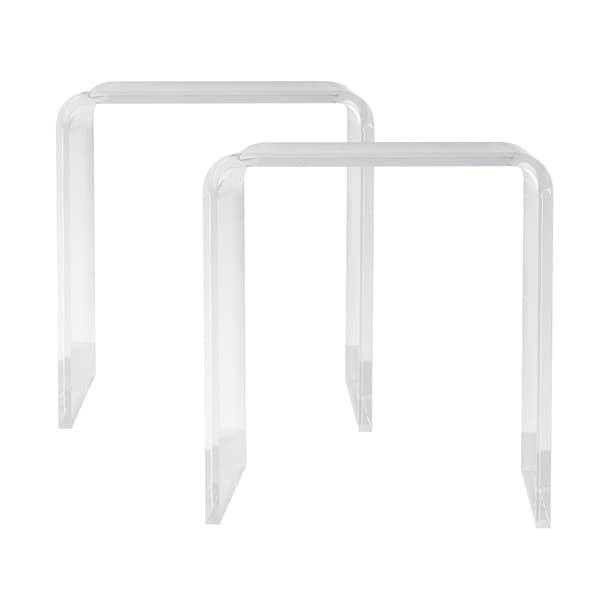 Sidobord i klar akryl, C-formade, set med 2-pack, 18 mm
