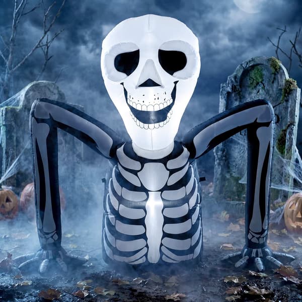 Uppblåsbart Halloween-skelett med LED-ljus, 210T polyester