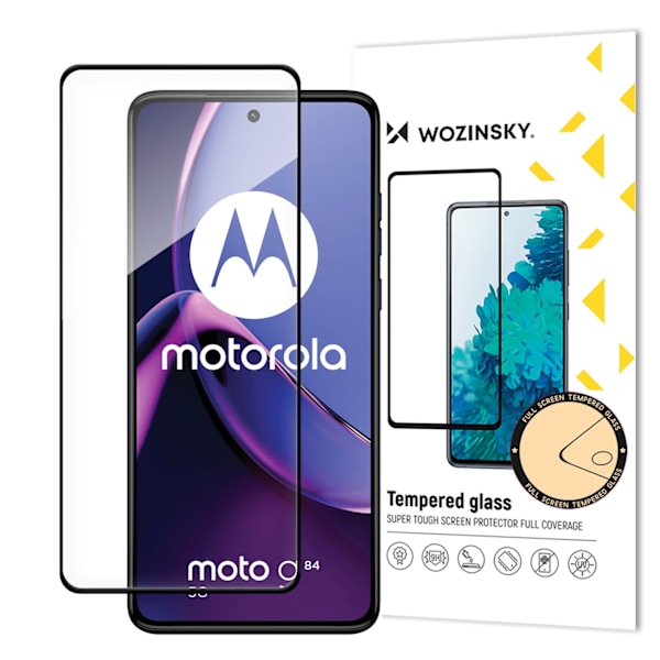 9H härdat glas för hela skärmen på Motorola Moto G84 med svart Full Glue ram