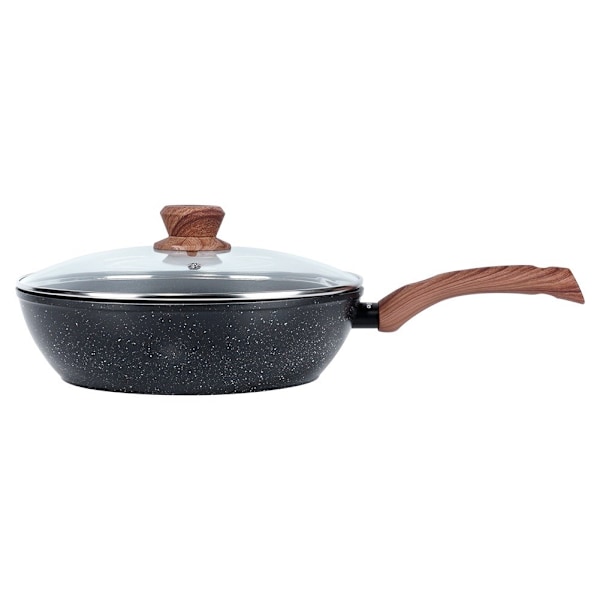 Granitpande med glaslåg BLACK&WOOD 28 cm, 3,5 l