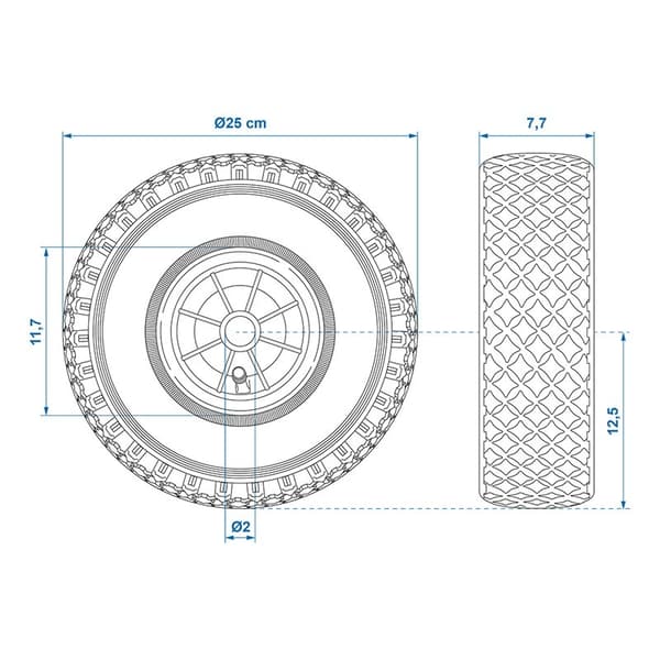 Reservhjul plastfälg med luftdäck 260x85mm