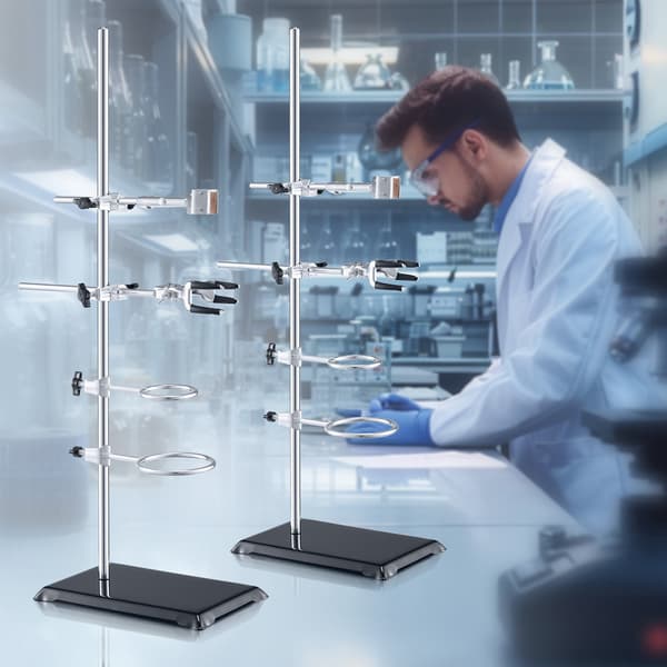 Laboratorieretortställ, 2-pack, 60 cm stång, klämmor
