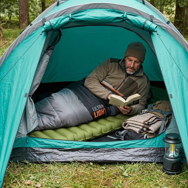 Campingmåtte med indbygget pumpe, 10 cm tyk