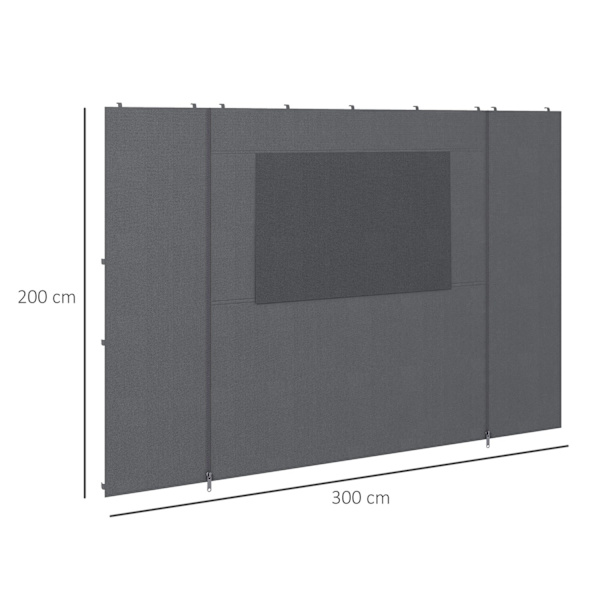 Sivuseinät Gazebo 2.95X2.95M Mesh Ikkuna Polyesteri Tummanharmaa 300X200Cm