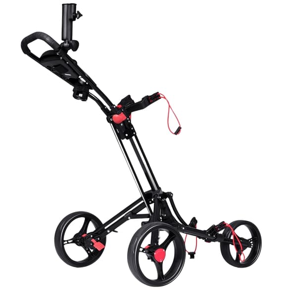 3-hjulet golfvogn golfvogn golf foldbar enkel push and pull vogn sort