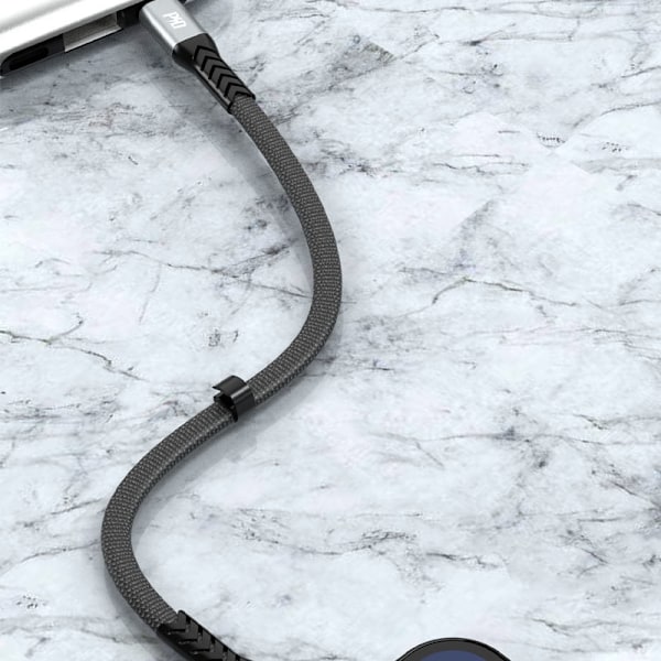 Kort fladt kabel til iPhone USB-C - Lightning L10P PD 20W 23cm sort